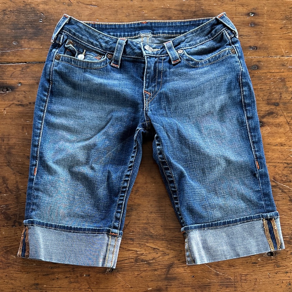 True Religion Blue Denim Women Shorts